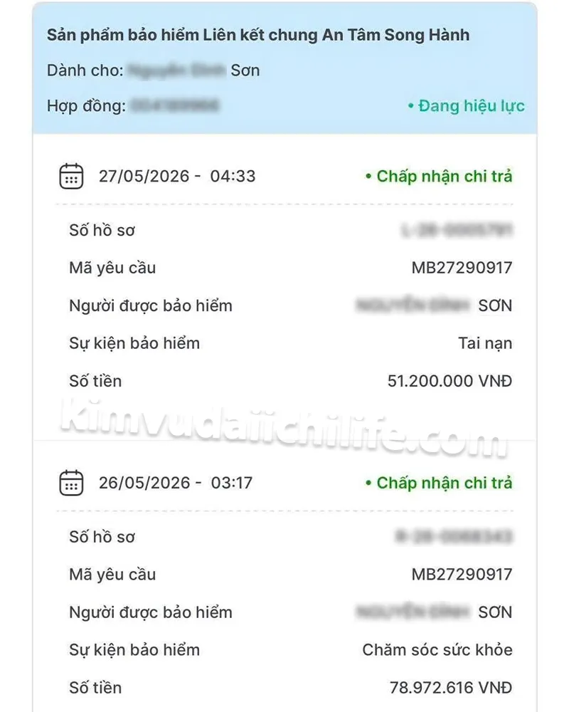 Dai-ichi chi trả quyền lợi bảo hiểm tai nạn