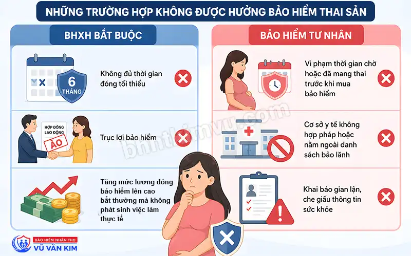Những trường hợp không được hưởng bảo hiểm thai sản