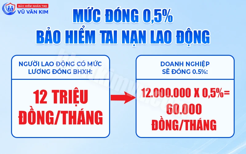 Ví dụ mức đóng 0,5% bảo hiểm tai nạn lao động