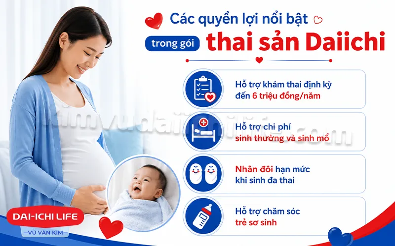 Quyền lợi nổi bật trong gói bảo hiểm thai sản Daiichi
