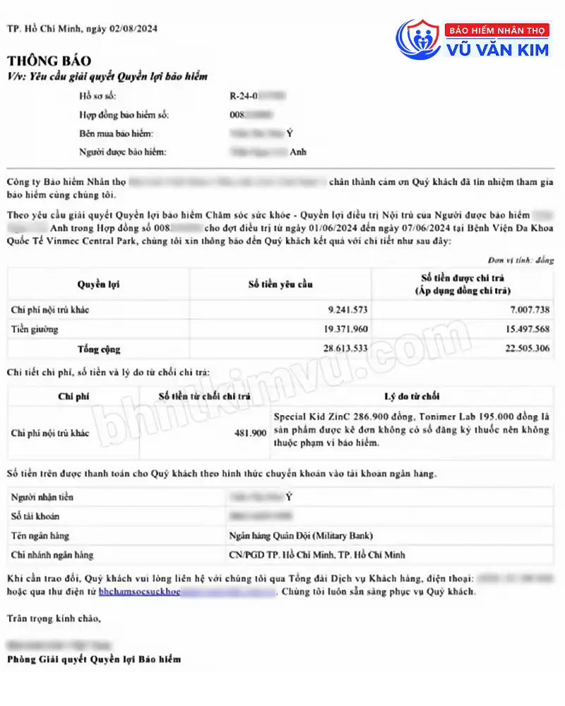Dai‑ichi Life chi trả bảo hiểm điều trị nội trú đợt 1